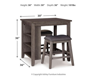 Caitbrook Counter Height Dining Table and Bar Stools (Set of 3)