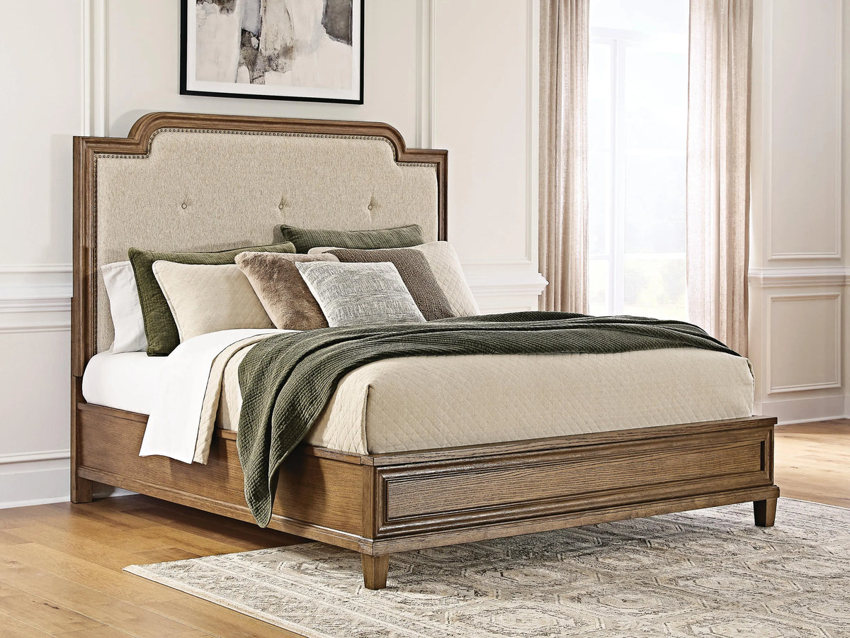 Jorlaina King Upholstered Panel Bed