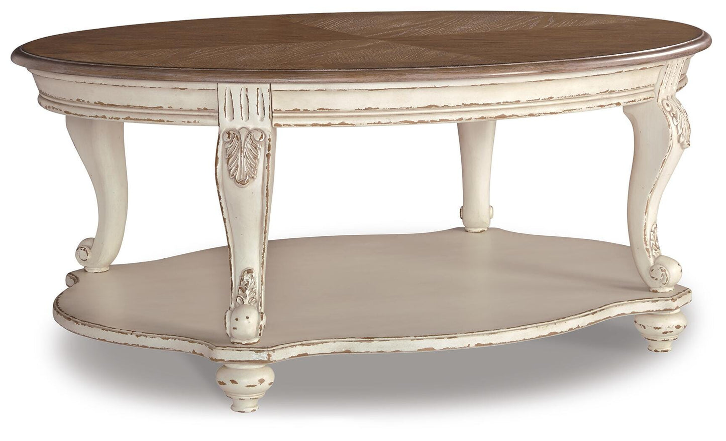 Angled view of Realyn Coffee Table