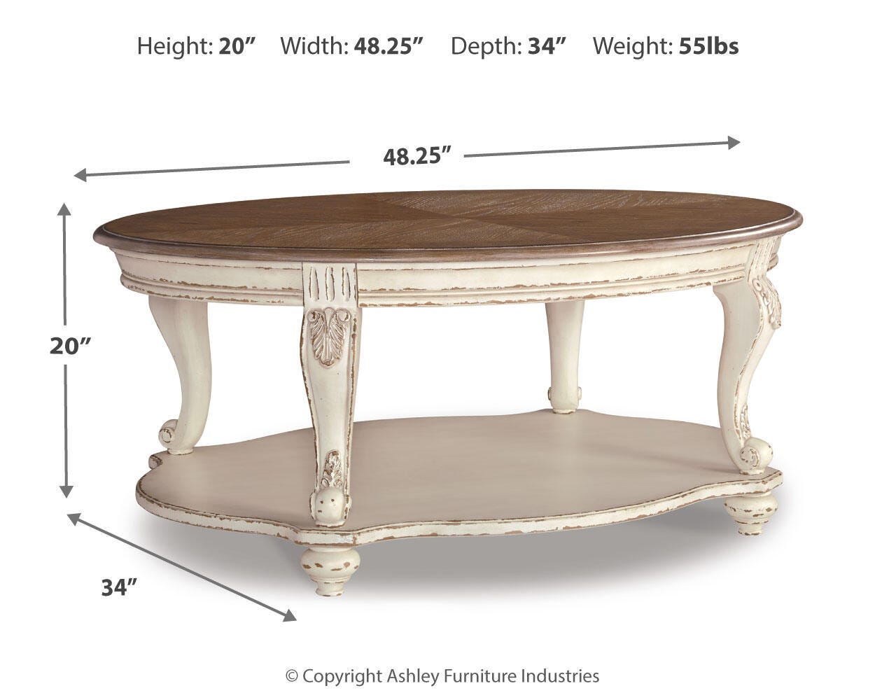 Dimensions of Realyn Coffee Table